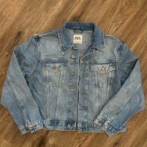 Zara Light Blue Studded Denim Jacket